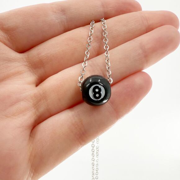 Magic 8 Ball Necklace, Quirky Jewelry, Magic 8 Ball, Stainless Steel - Picture 4 of 4